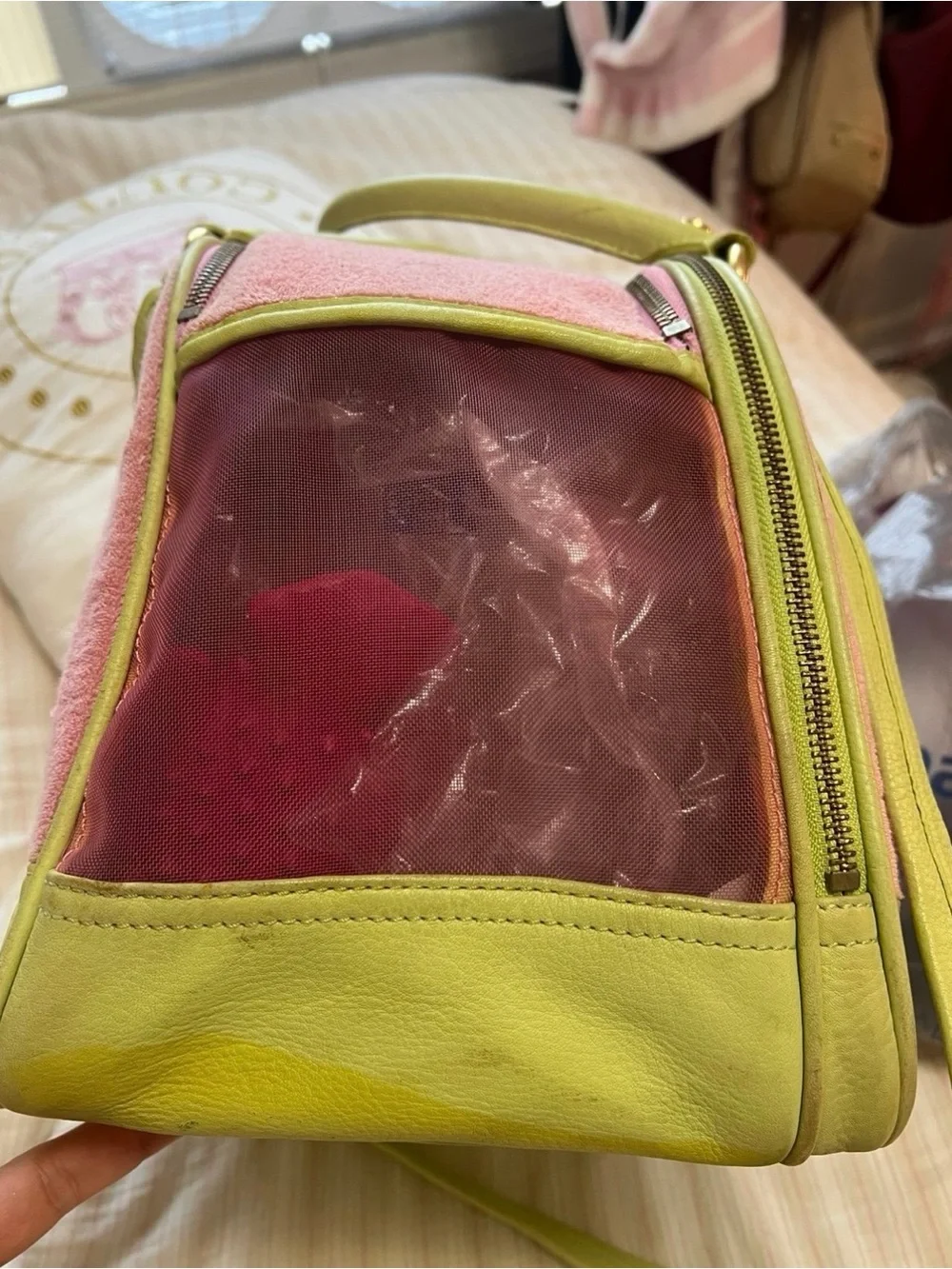 Vintage Juicy Couture pink and green Girl's Best Friend dog carrier